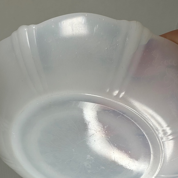 3 Elegant American Sweetheart Monax White Opalescent Glass 6" Tea Cup Saucers - Picture 13 of 16